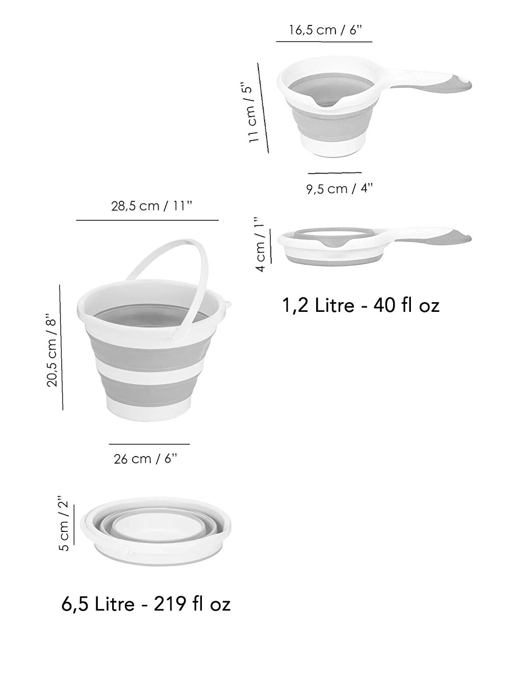 Gri 3'lü Katlanır Çamaşır Sepeti 18 l-7