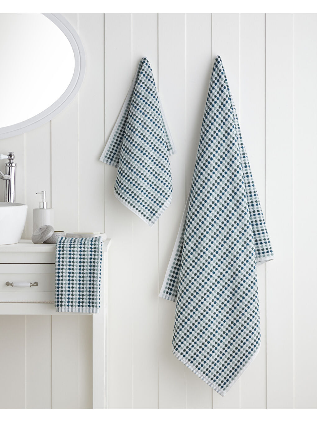 Punto Pamuk Banyo Havlusu 80x150 cm Yeşil-Beyaz-2