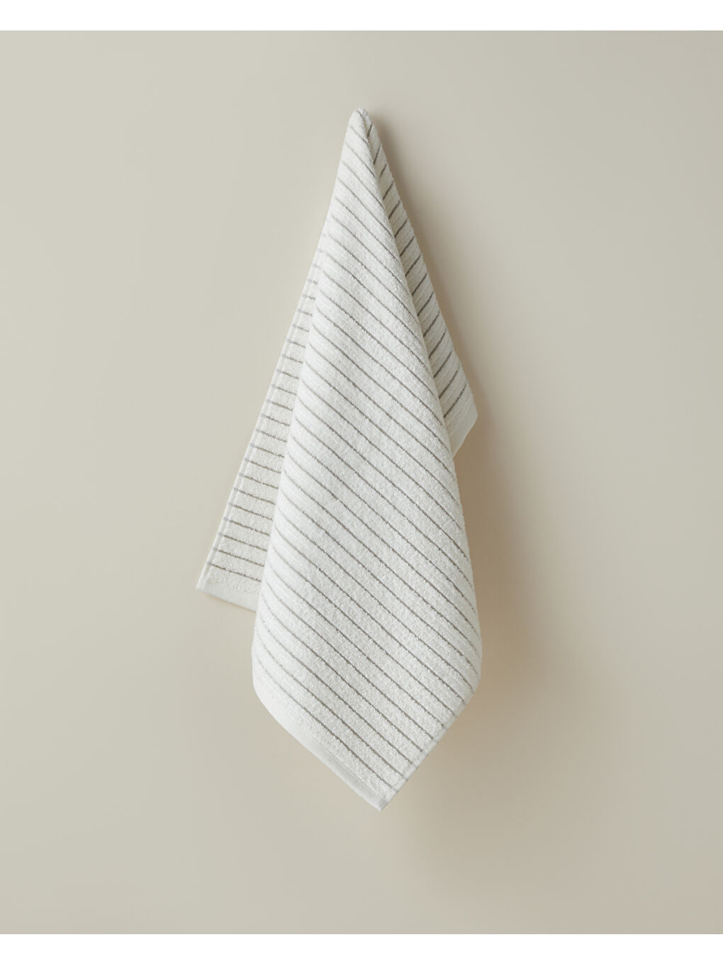 Ekru Soft Stripe Pamuk Yüz Havlusu 50x80 cm Fildişi