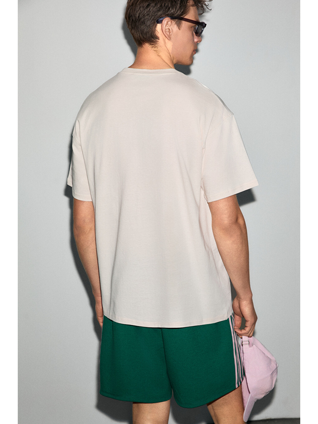 Bej GUARDIANO Erkek %100 Organik Pamuklu Baskı Detaylı Rahat Kalıp VANİLYA T-Shirt-4