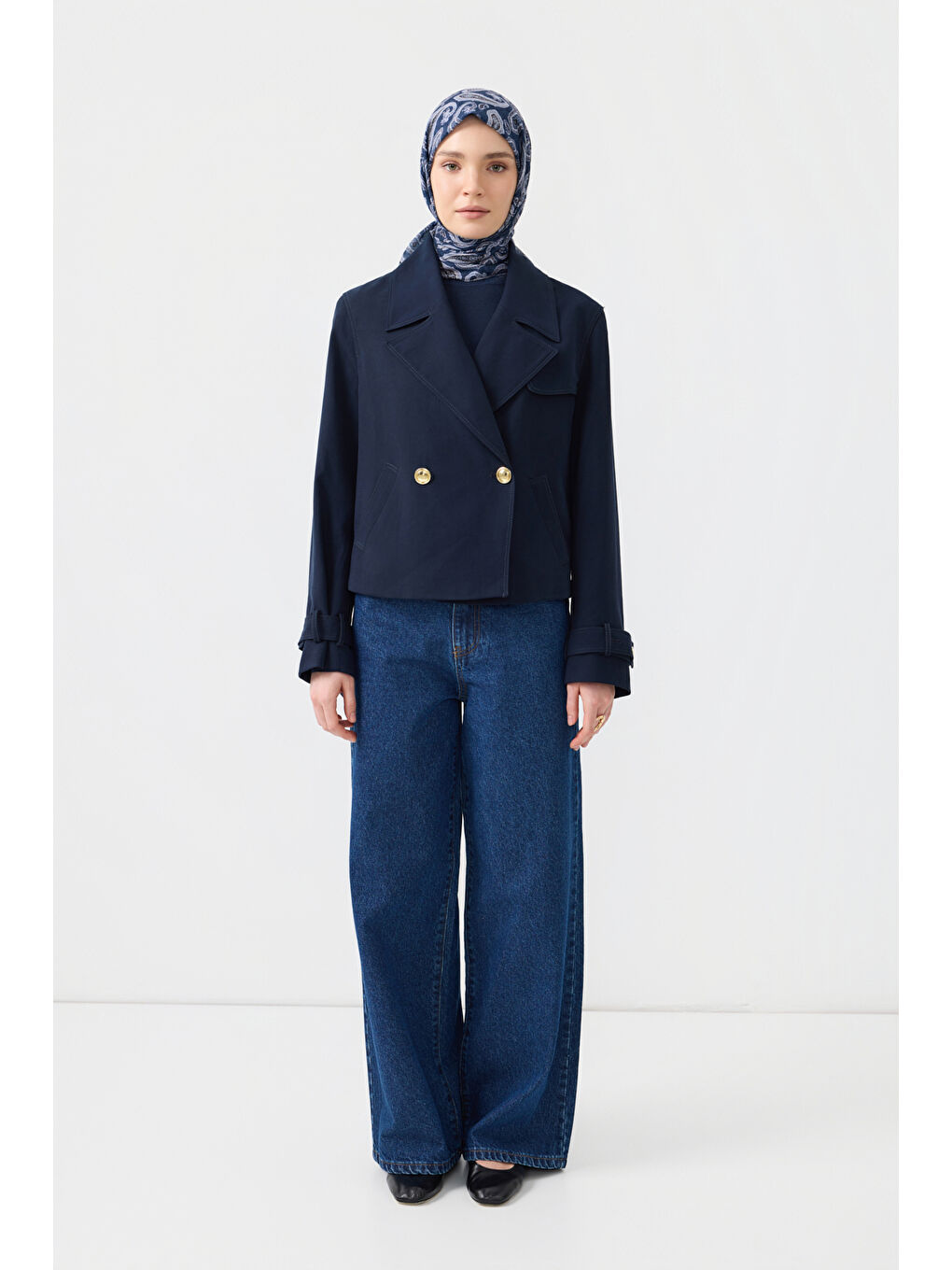 Pamuk Eşarp Timeless İndigo-2