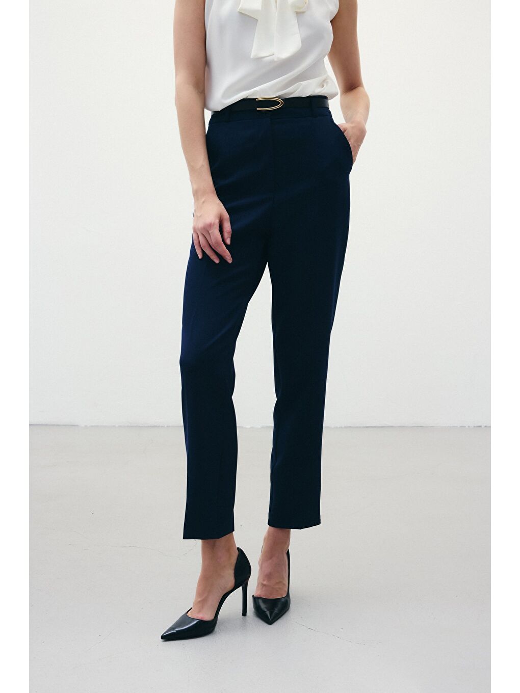 Kemerli Pantolon - Lacivert-3