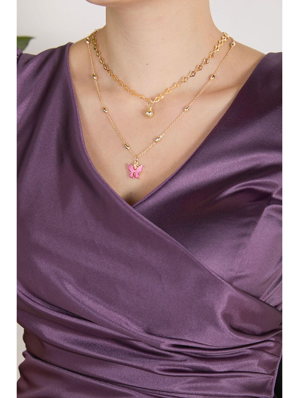 Kadın Fuşya Kolye - 23197-1