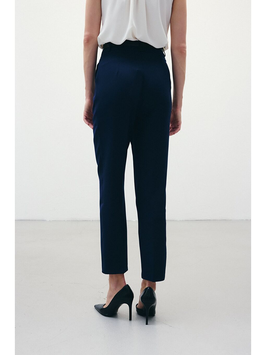 Kemerli Pantolon - Lacivert-4