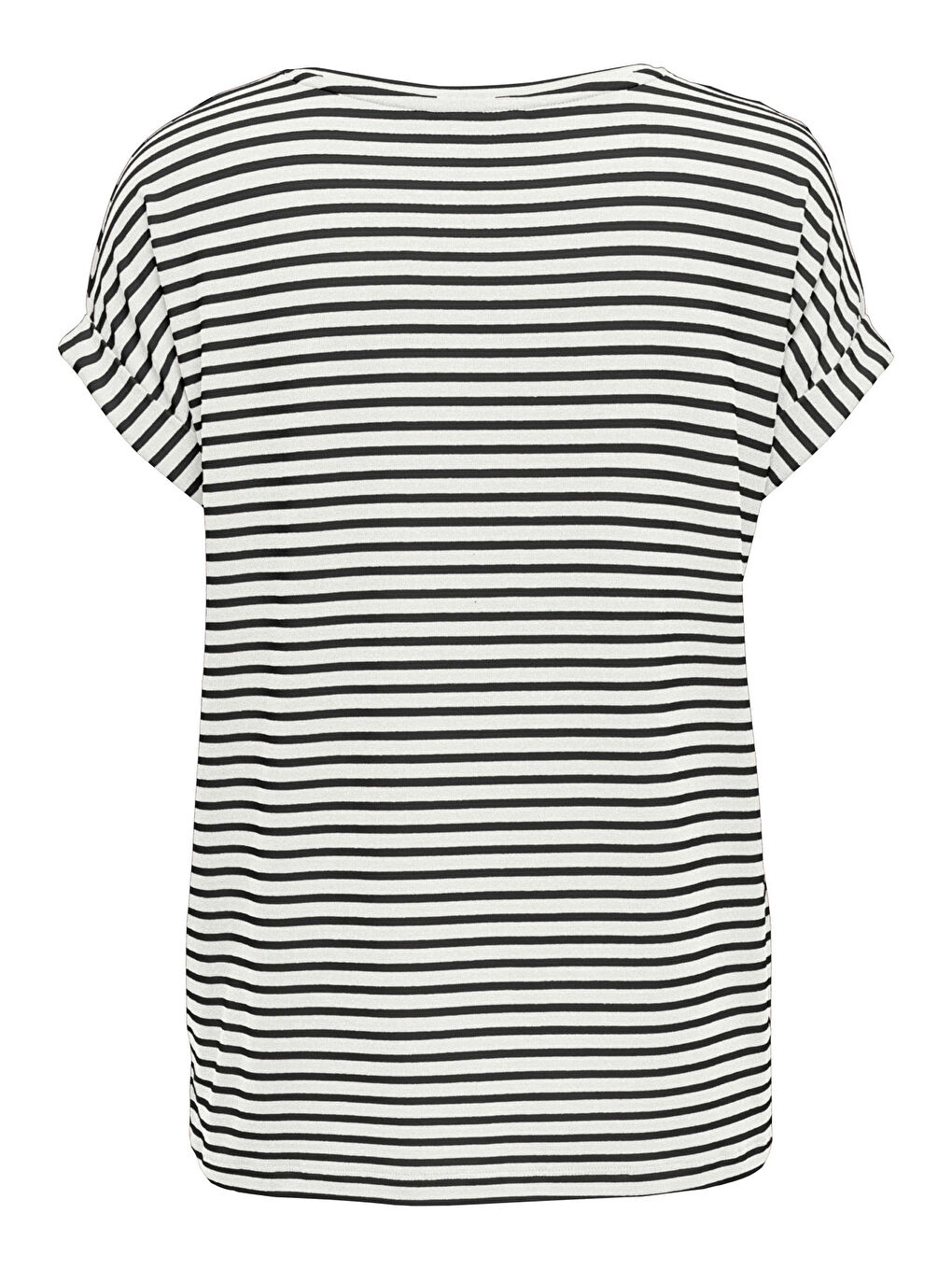 Siyah Onlmoster Streç Çizgili Regular Fit Bisiklet Yaka Kadın T Shirt 15206243-3