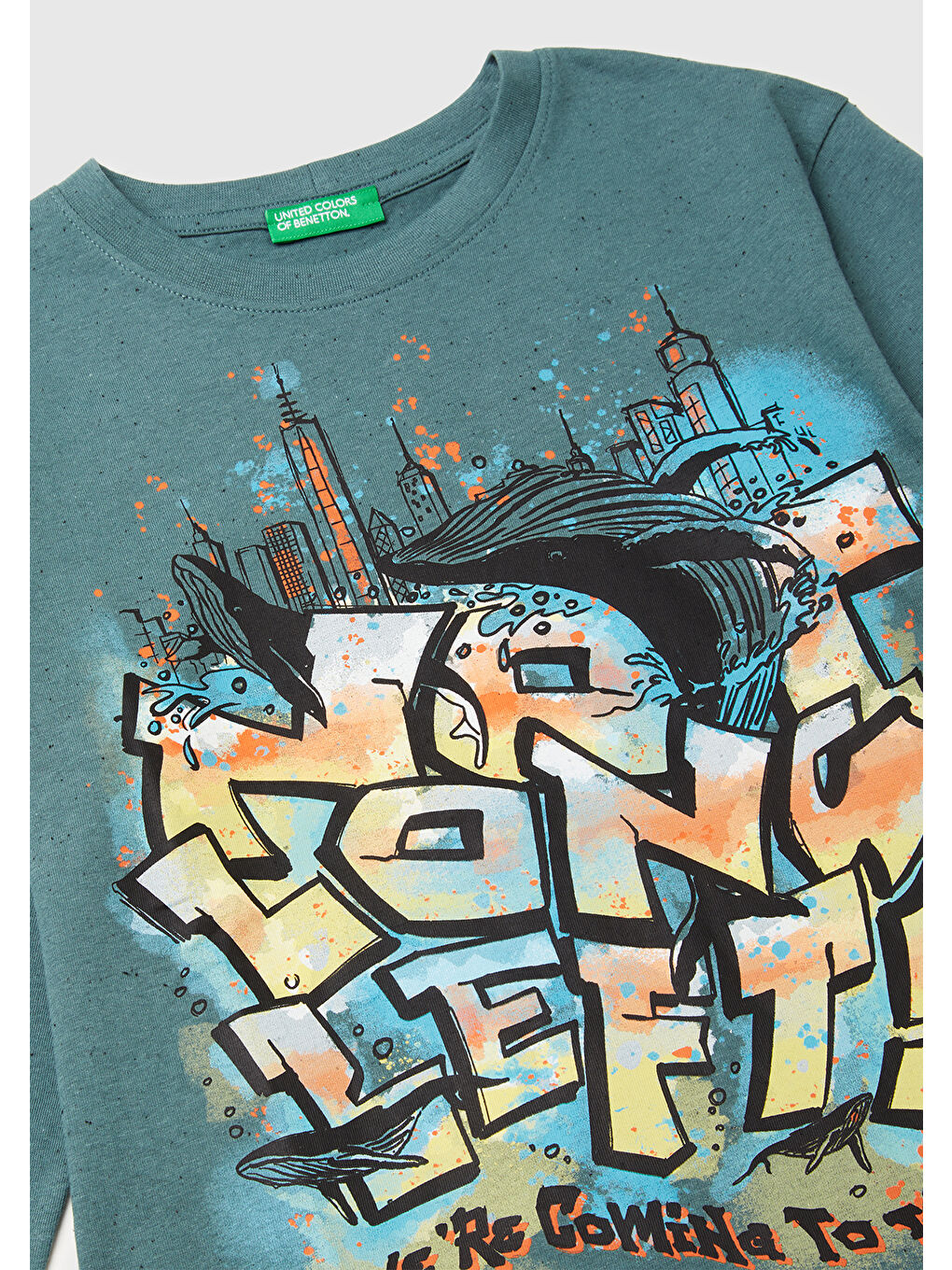 Erkek Çocuk Koyu Yeşil Önü ve Arkası Baskılı Jarse Uzun Kollu T-shirt-2