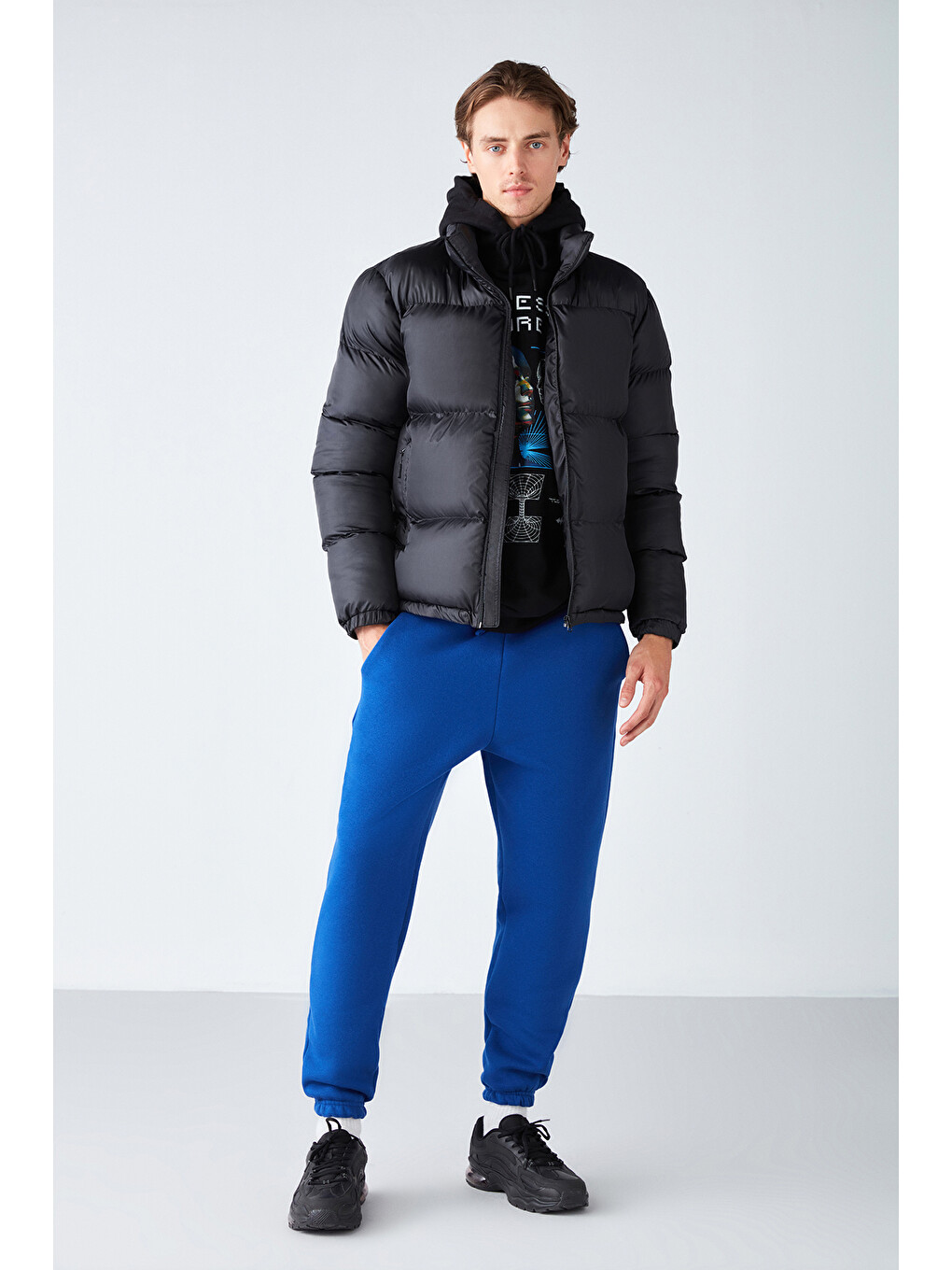 Mavi Insıde Erkek Organik Pamuklu İçi Polarlı Beli İçten Kordonlu Cepli Jogger Saks Eşofman Altı-1