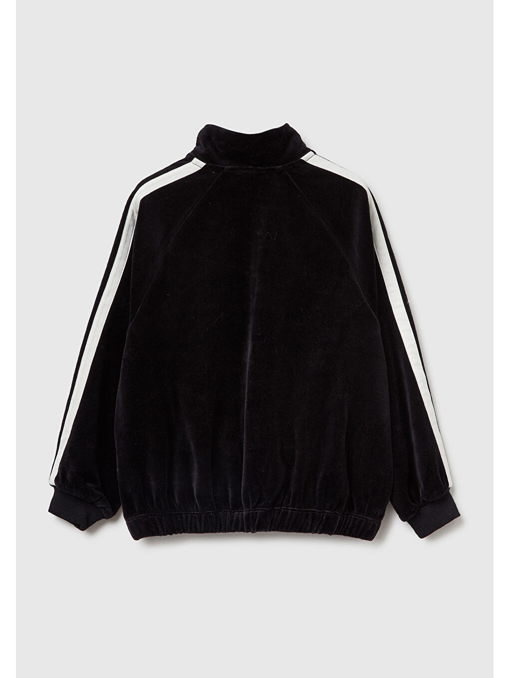 Kız Çocuk Siyah Logo Etiketli Fermuarlı Reglan Kol Dik Yaka Sweatshirt-1