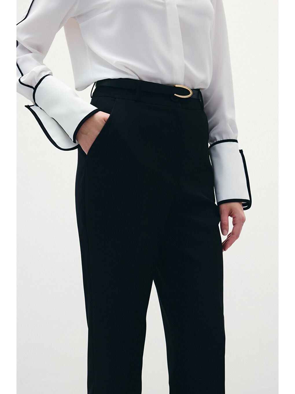 Kemerli Pantolon - Siyah-2