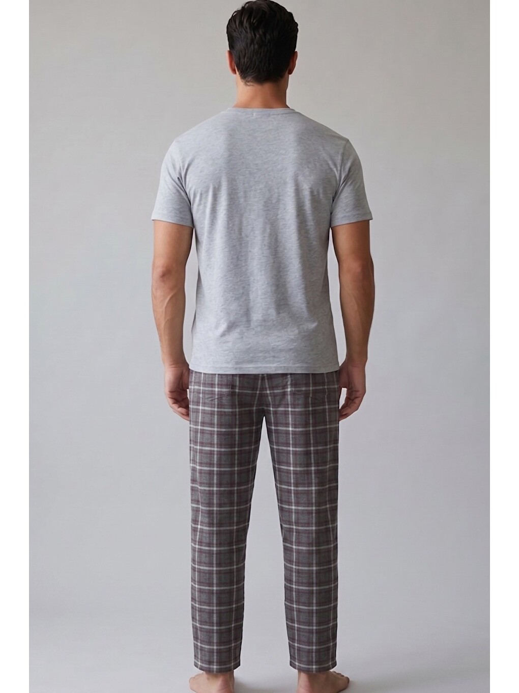 Karışık Cep Nakışlı Örme Kısa Kollu Pijama Takım 8000-2