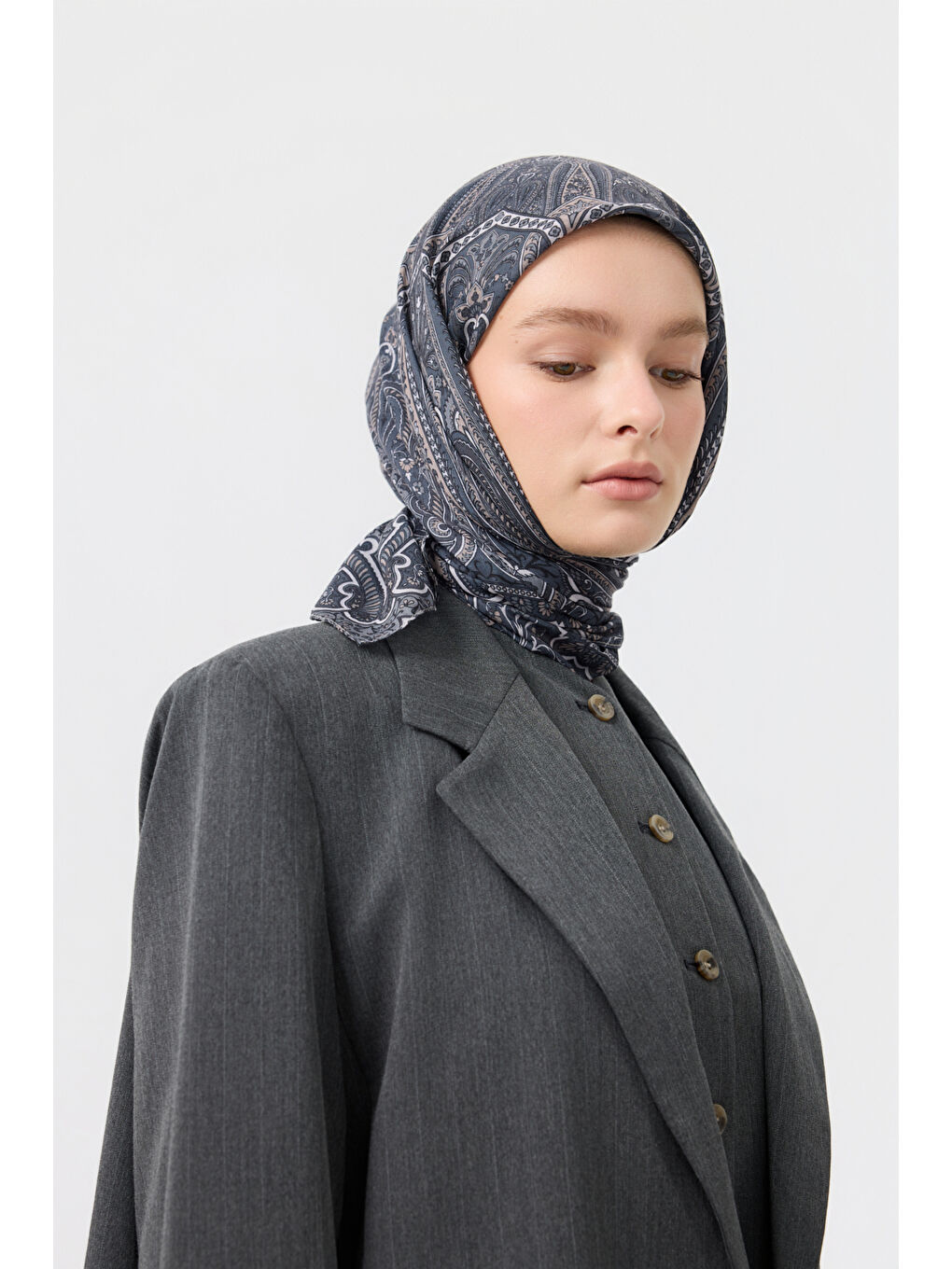 Pamuk Eşarp Bloom Antrasit-1