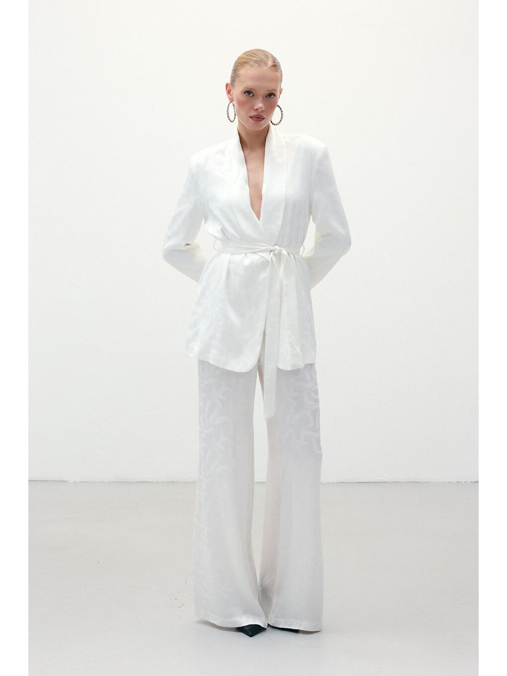 Jakar Saten Pantolon - Ekru