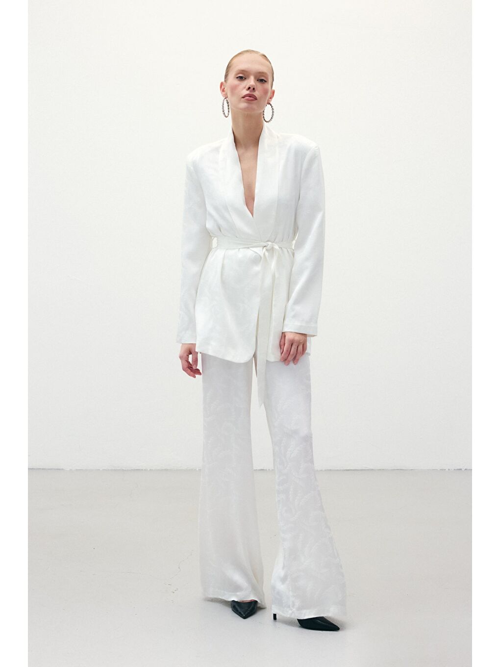 Jakar Saten Pantolon - Ekru-3