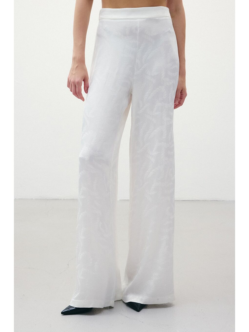 Jakar Saten Pantolon - Ekru-6