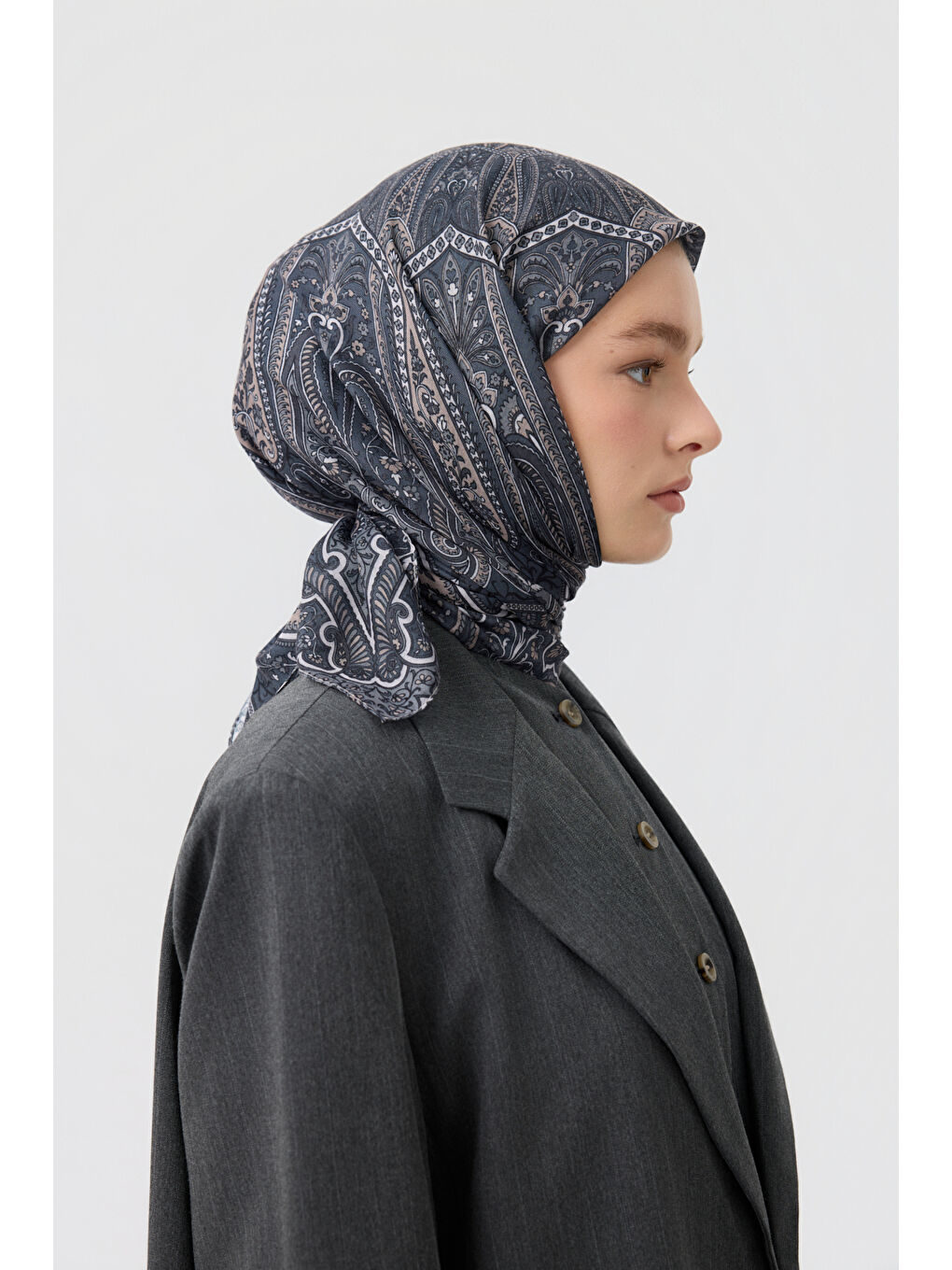 Pamuk Eşarp Bloom Antrasit-2