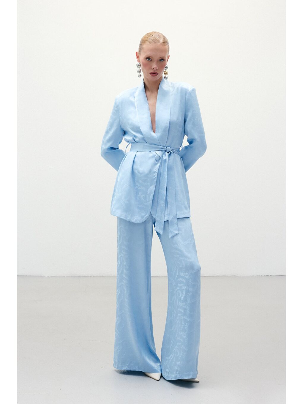 Jakar Saten Pantolon - Mavi