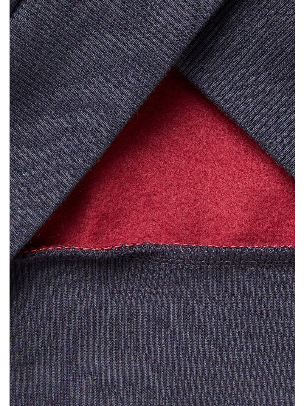 Erkek Çocuk Bordo-Gri Önü Logo Baskılı Cepli Nervürlü Kapüşonlu Sweatshirt-2