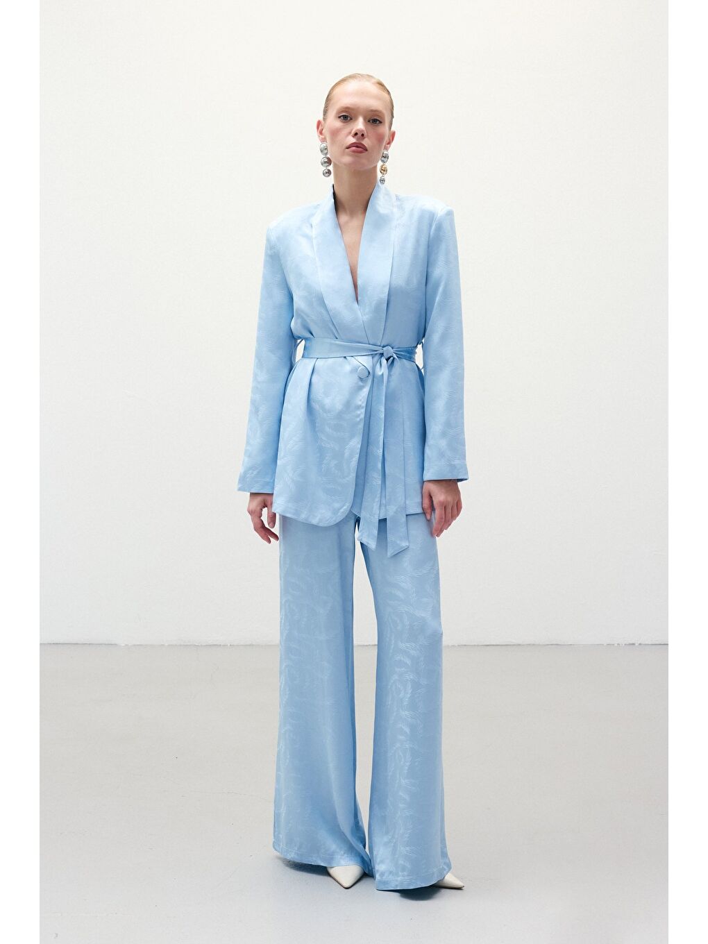 Jakar Saten Pantolon - Mavi-1