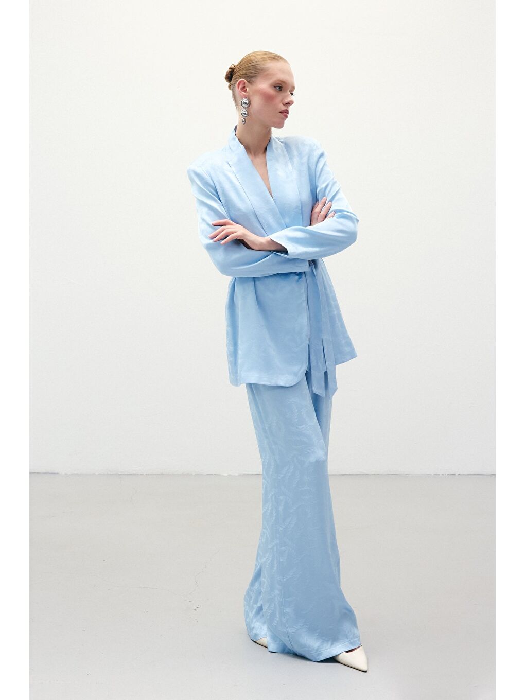 Jakar Saten Pantolon - Mavi-2