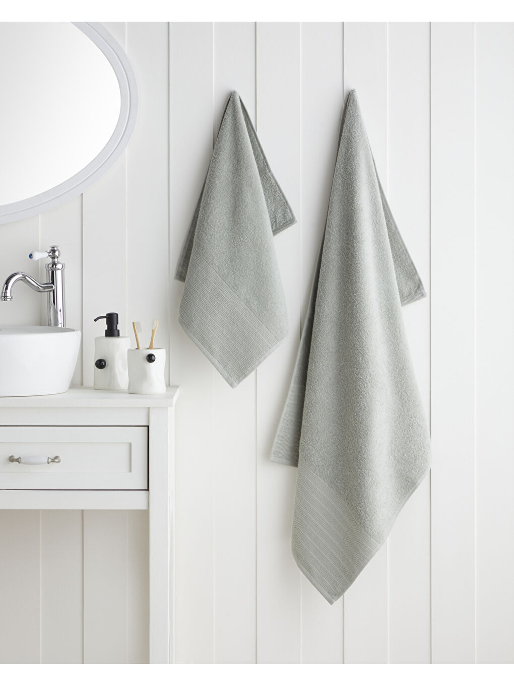 Yeşil Pure Pamuk Banyo Havlusu 70x140 cm Sage-3