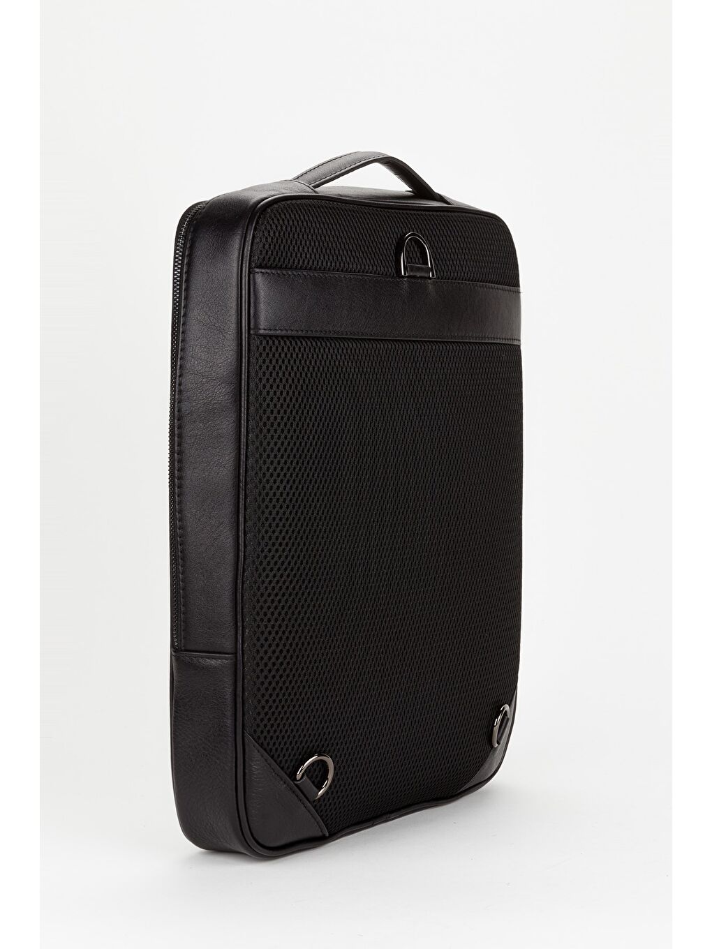 Siyah %100 Hakiki Deri 15,6 inç Laptop & Evrak Çantası Sırt Çantası-4