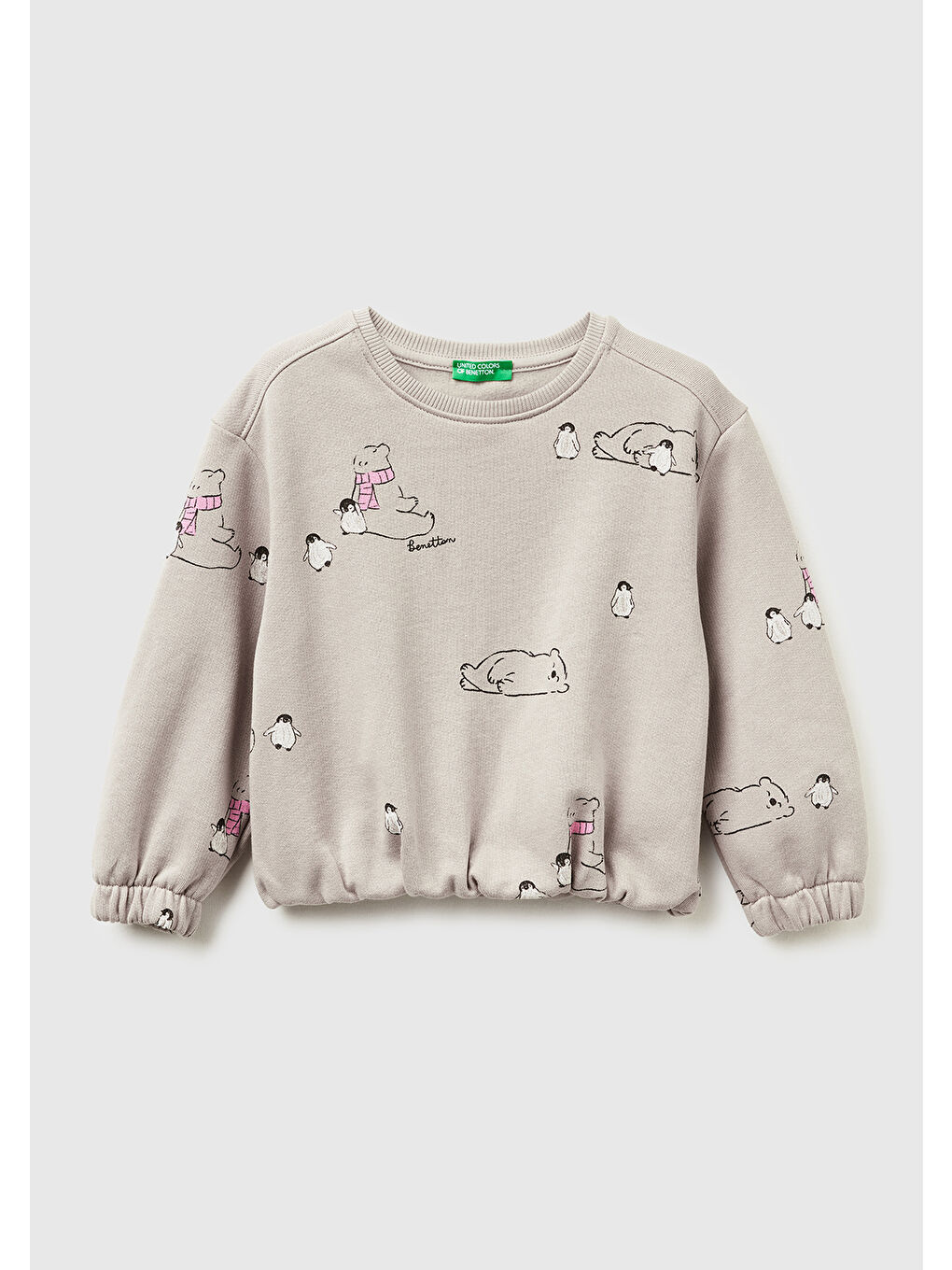 Kız Çocuk Kahverengi Mix Tamamı Baskılı Ribanalı Sweatshirt