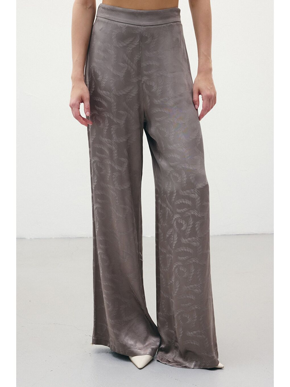 Bej Jakar Saten Pantolon - Vizon-5