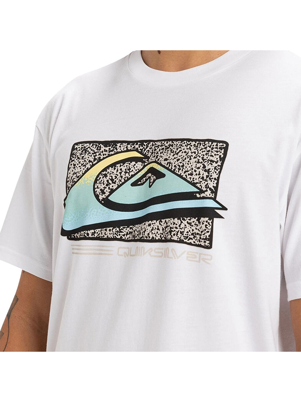 Retro Fade Erkek Beyaz Yuvarlak Yaka Tişört-1