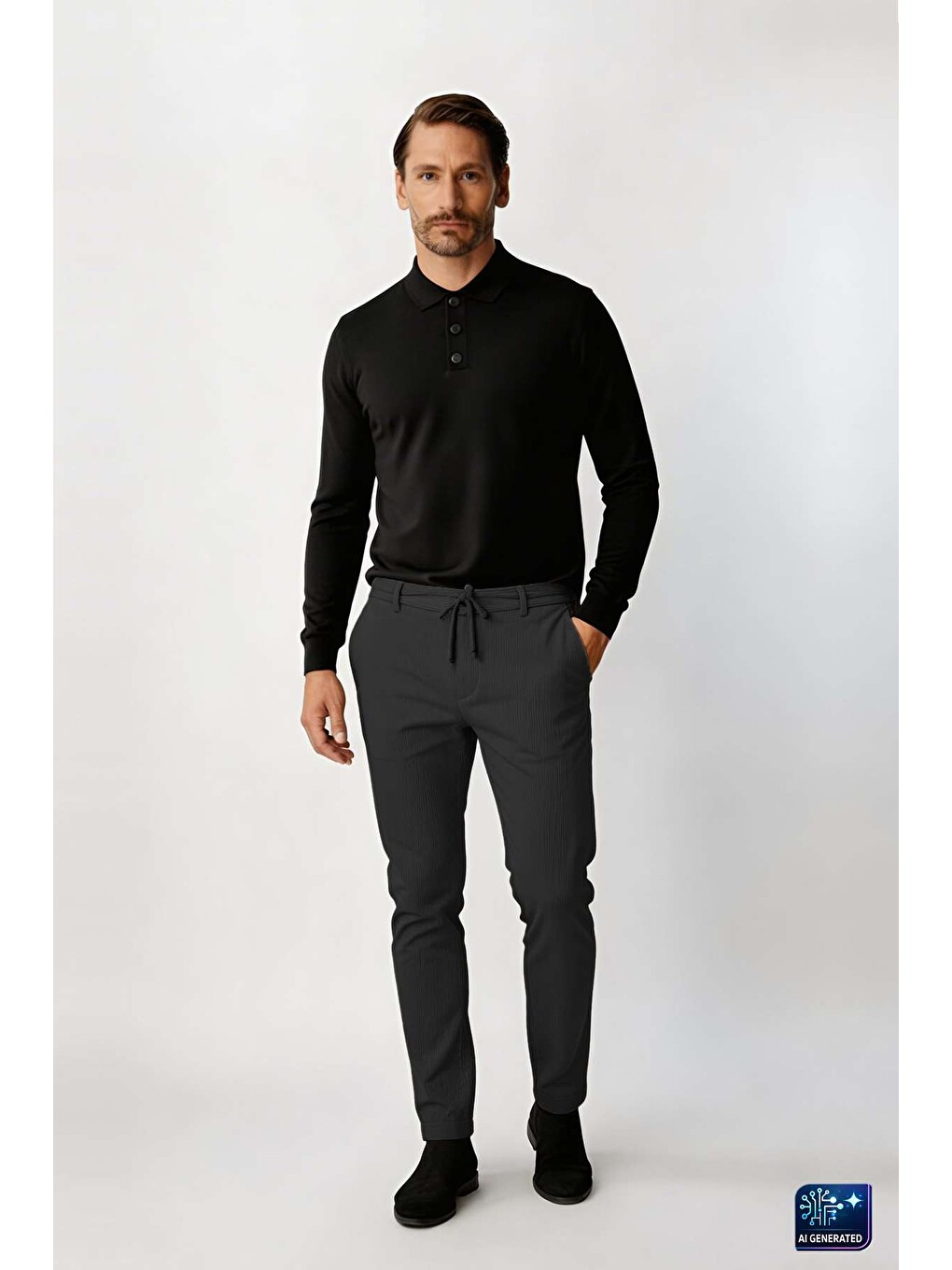 Antrasit Dynamic Fit Lastikli İpli Erkek Pantolon | Konforlu Smart Casual
