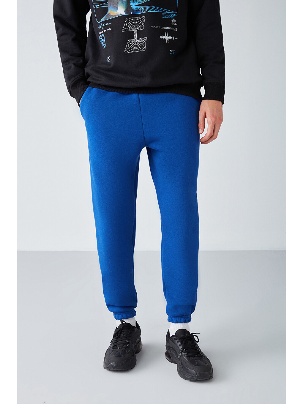 Mavi Insıde Erkek Organik Pamuklu İçi Polarlı Beli İçten Kordonlu Cepli Jogger Saks Eşofman Altı-2