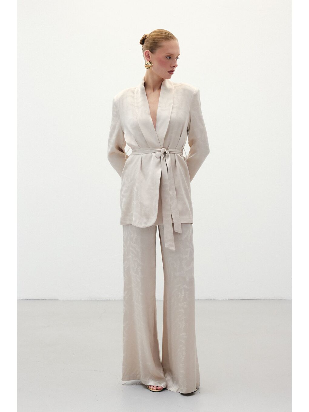 Jakar Saten Pantolon - Bej-1