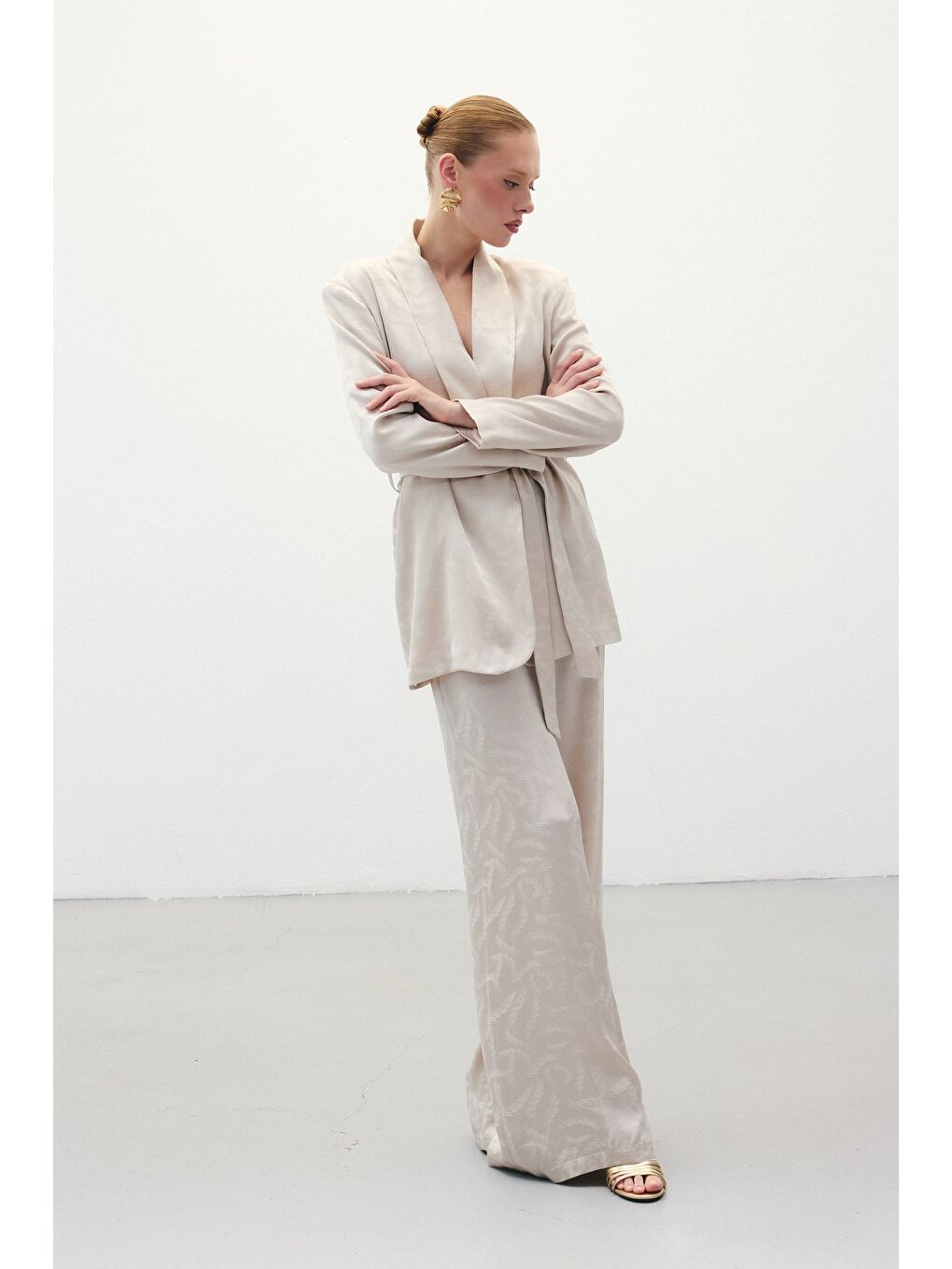 Jakar Saten Pantolon - Bej-2