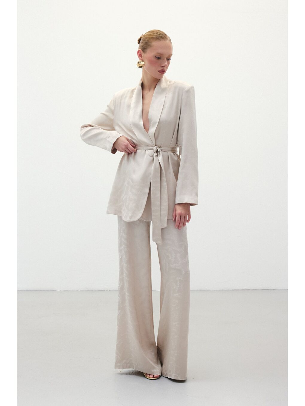 Jakar Saten Pantolon - Bej-4