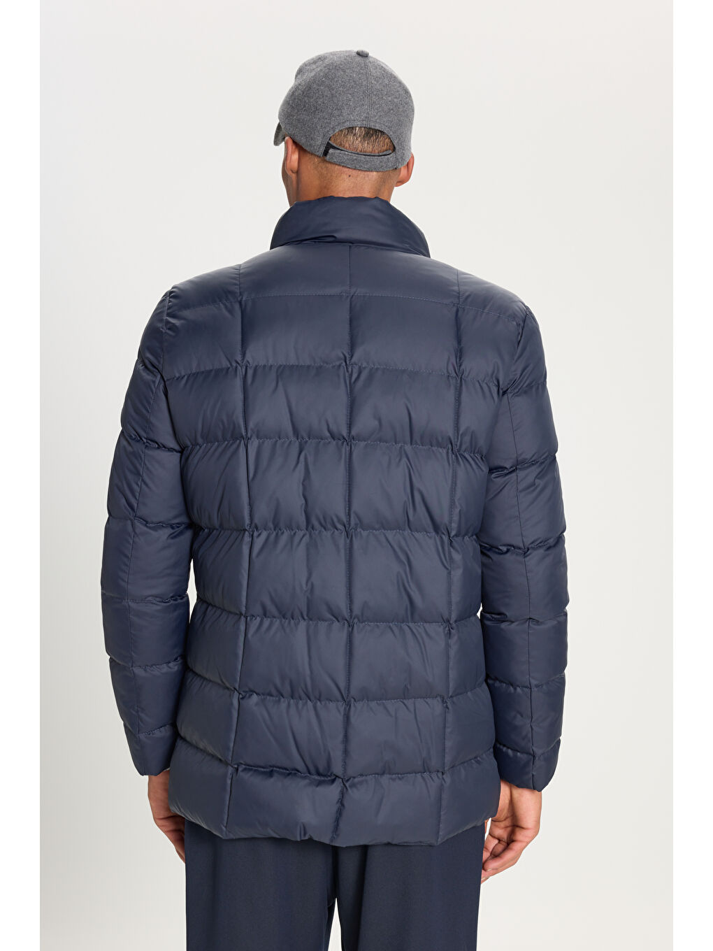 Erkek Lacivert Standart Fit Normal Kesim Dik Yaka Yan Cepli Mont-6