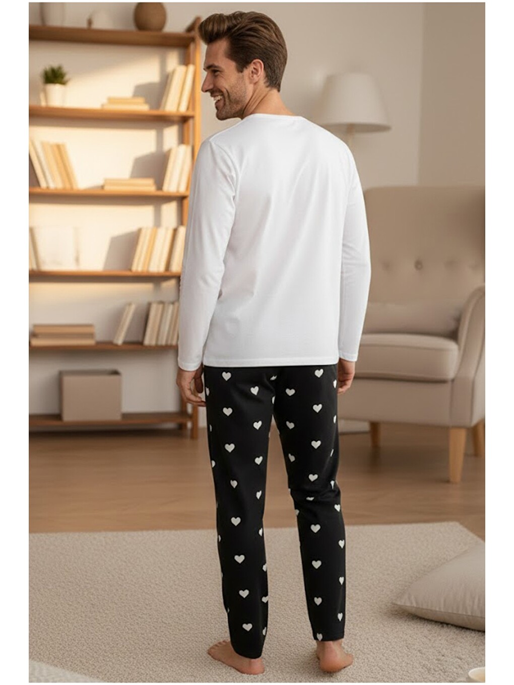 Karışık Erkek Ekose Merry Christmas Baskılı Yılbaşı Temalı Örme Pijama Takım 7969-2