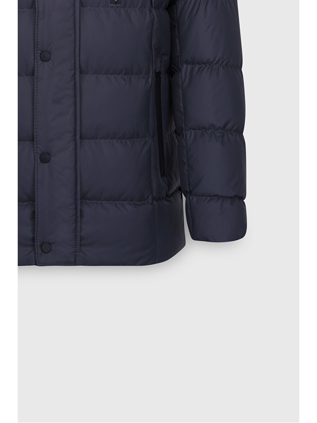 Erkek Lacivert Standart Fit Normal Kesim Dik Yaka Yan Cepli Mont-9