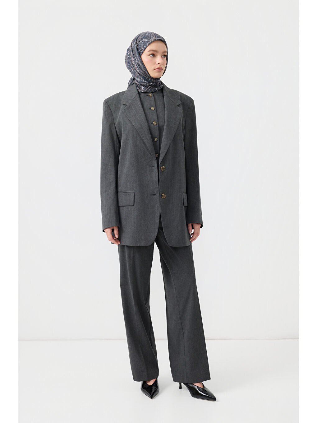 Pamuk Eşarp Bloom Antrasit-4