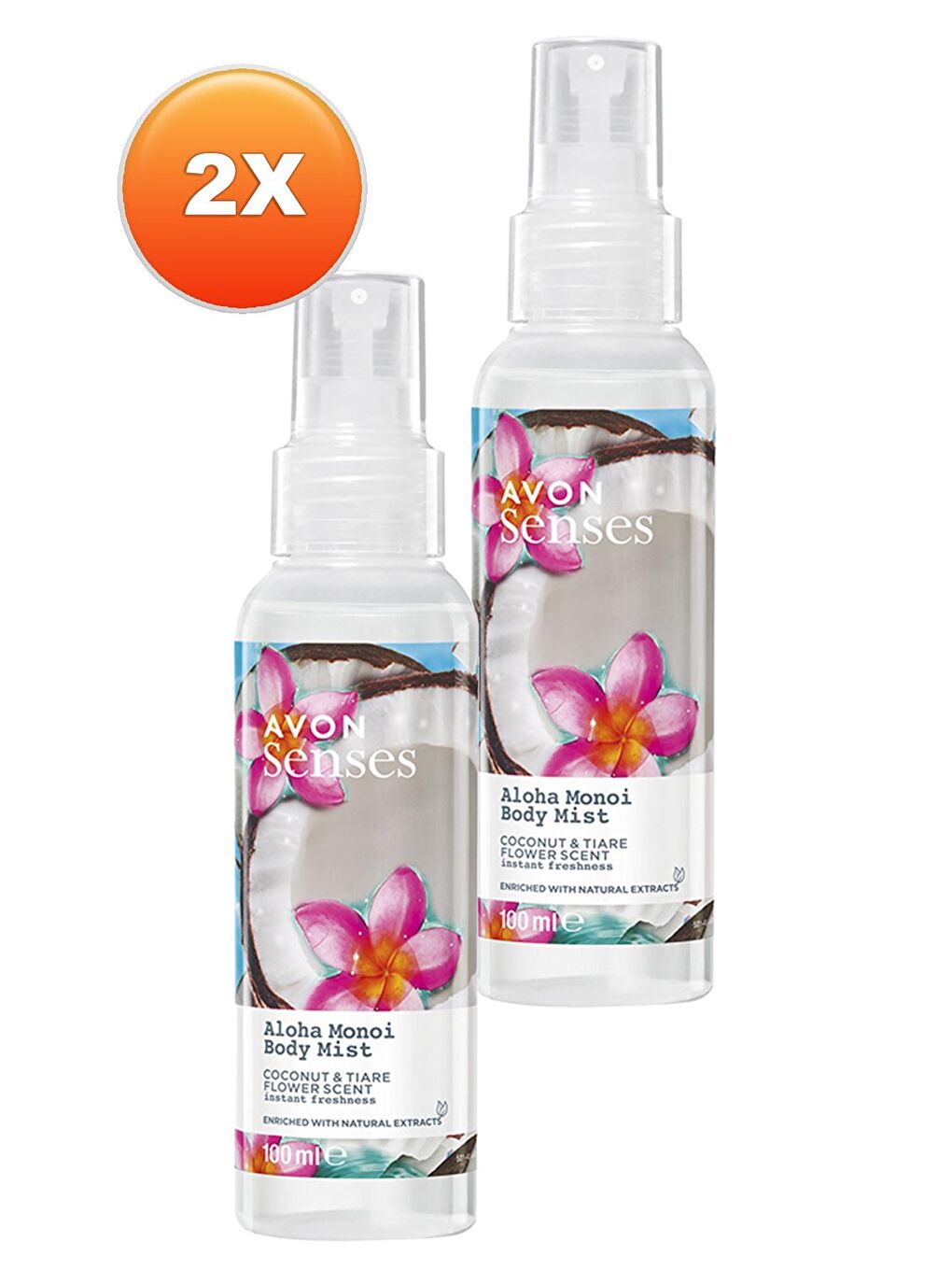 AVON Renksiz Aloha Monoi Hindistan Cevizi ve Taç Çiçeği Kokulu Vücut Spreyi 100 Ml. İkili Set - 1