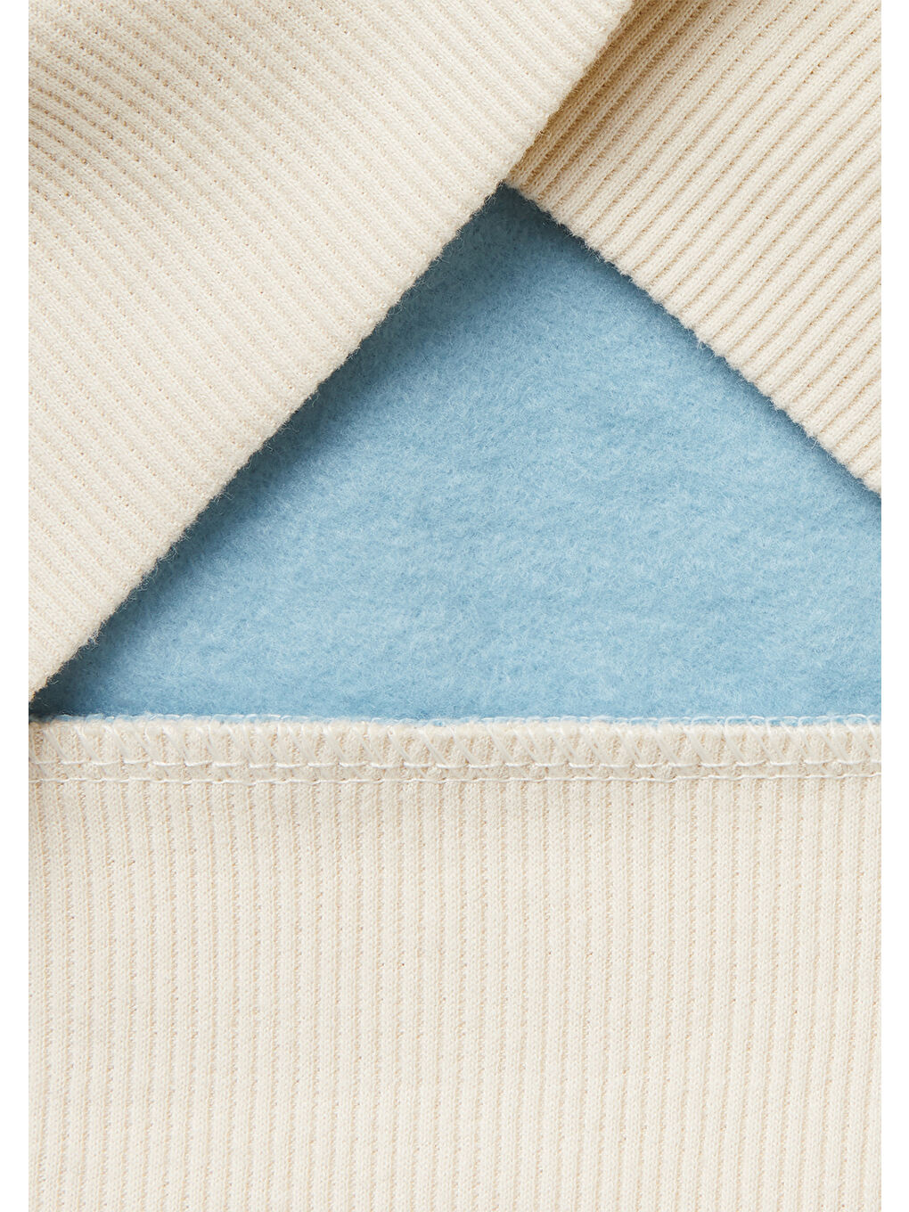 Erkek Çocuk Mavi-Krem Önü Logo Baskılı Cepli Nervürlü Kapüşonlu Sweatshirt-2