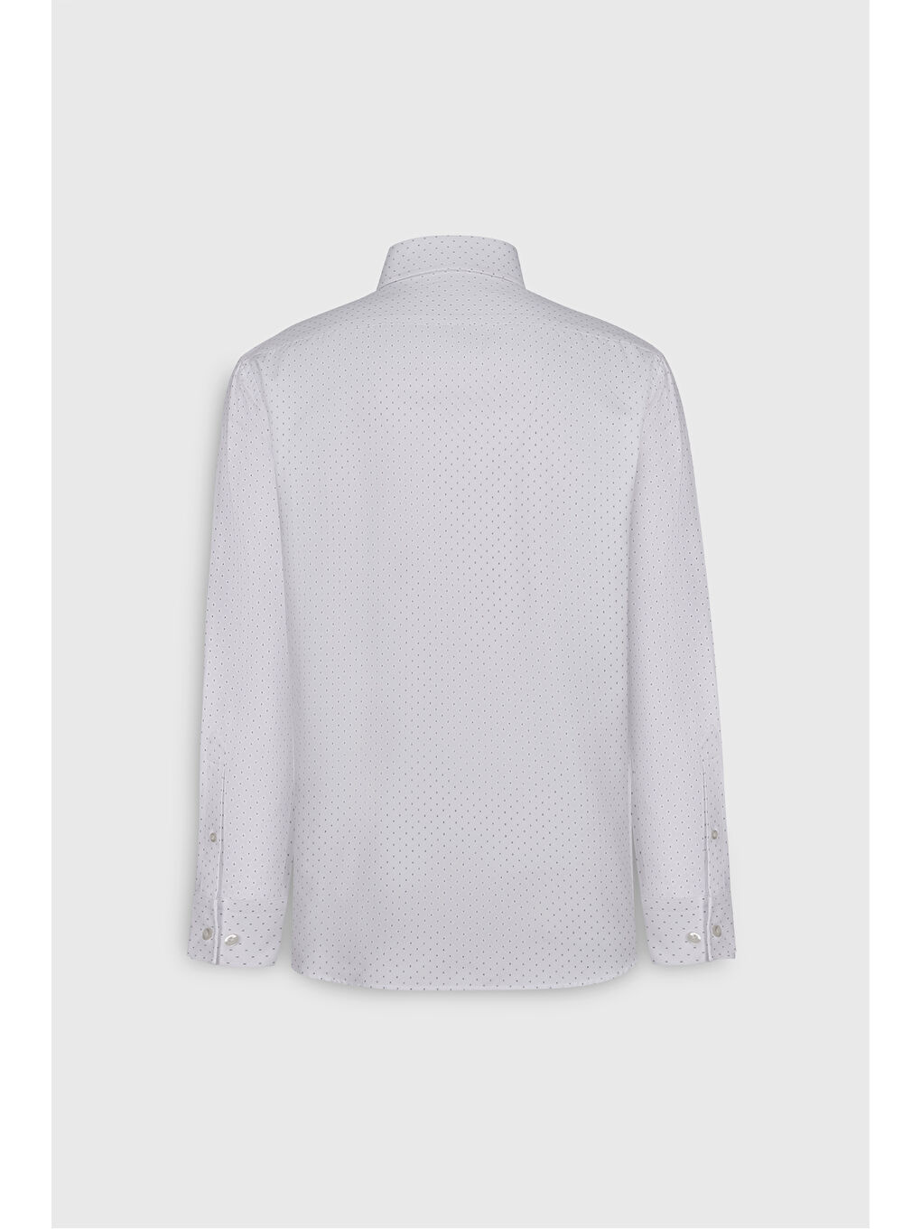 Erkek Beyaz-Haki Pamuklu Slim Fit Dar Kesim Klasik Yaka Armürlü Gömlek-8