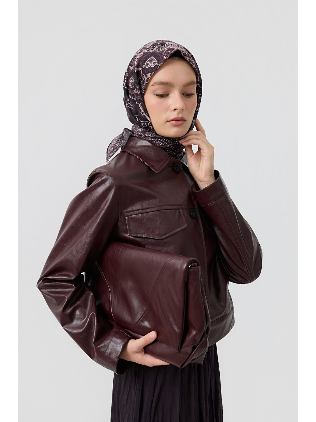 Pamuk Eşarp Tale Mürdüm-2