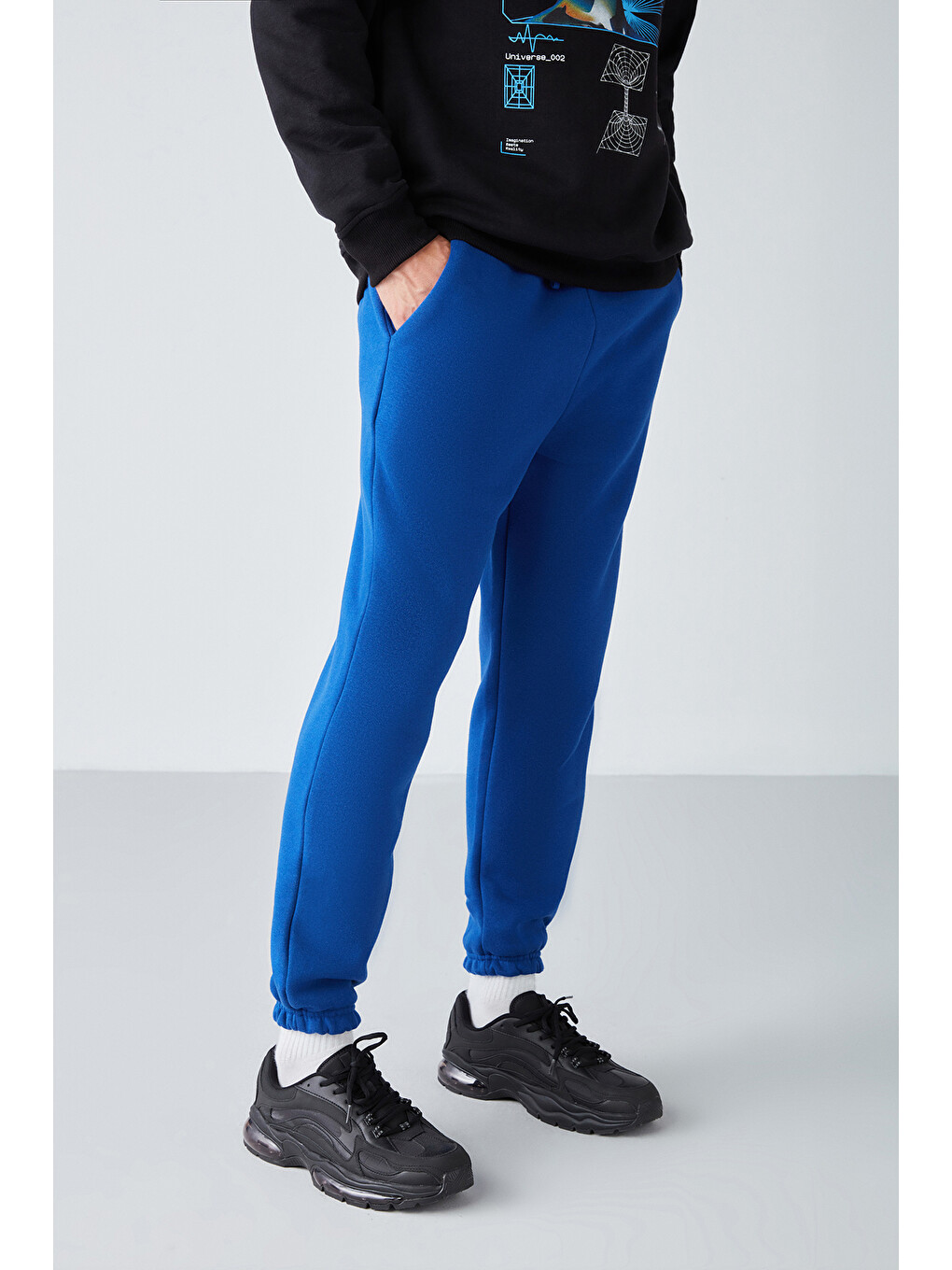 Mavi Insıde Erkek Organik Pamuklu İçi Polarlı Beli İçten Kordonlu Cepli Jogger Saks Eşofman Altı-3