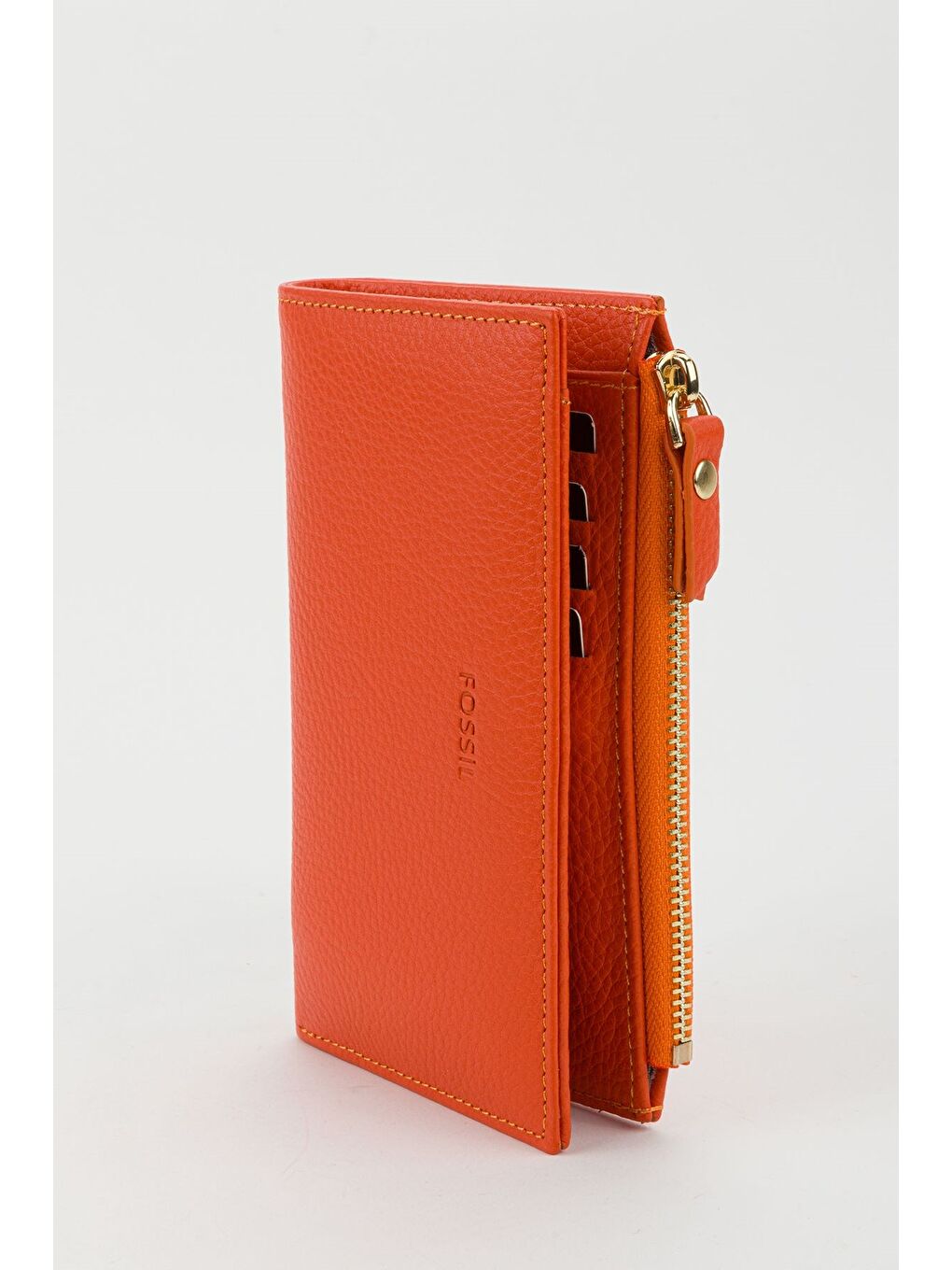 Turuncu Kutulu Hakiki Deri Mürdüm Orta Boy Kadın El Portföyü Kartlık Cüzdan-1