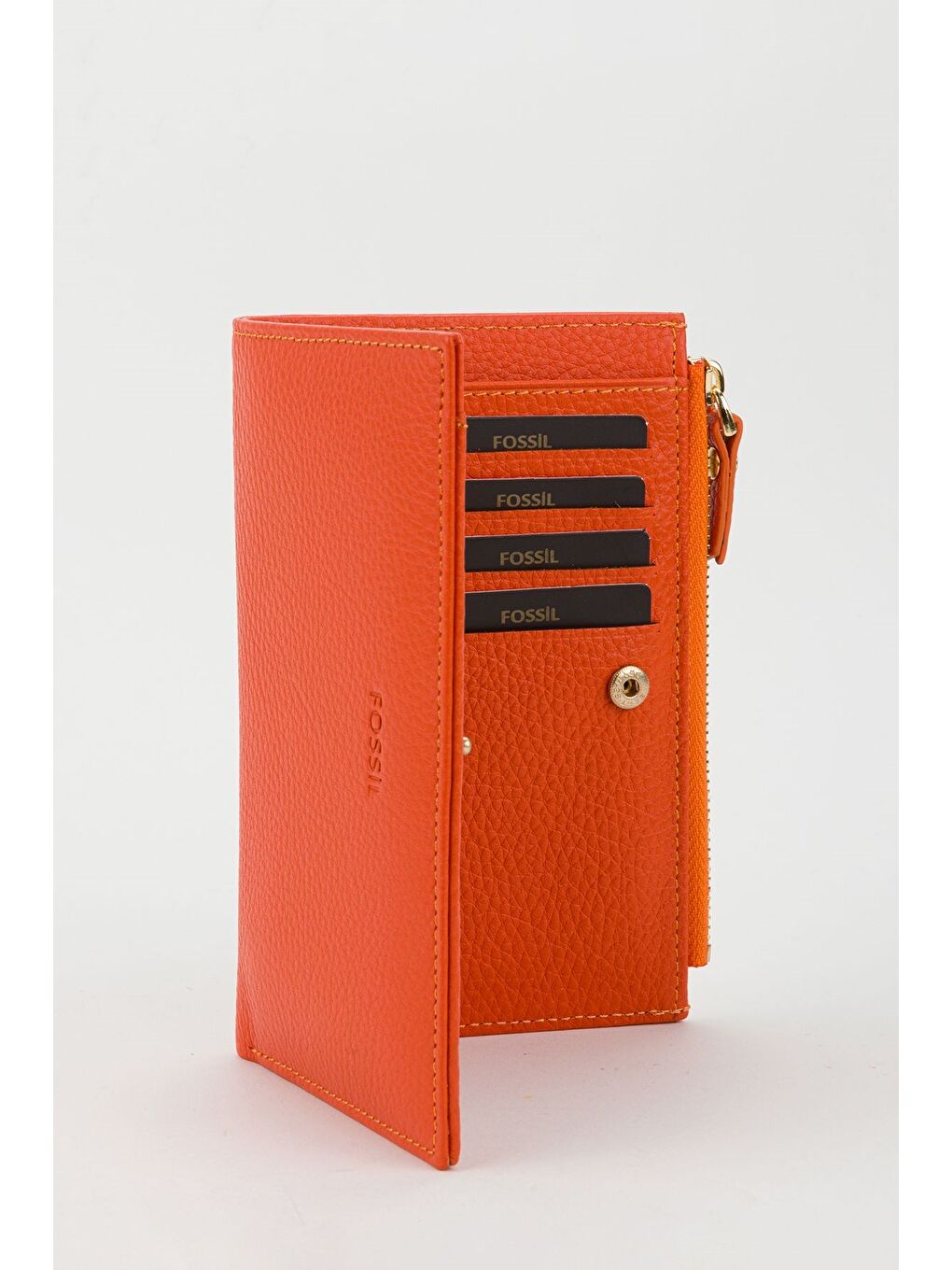 Turuncu Kutulu Hakiki Deri Mürdüm Orta Boy Kadın El Portföyü Kartlık Cüzdan-2