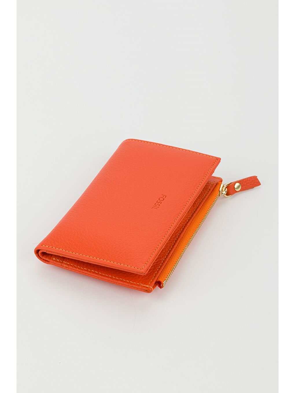 Turuncu Kutulu Hakiki Deri Mürdüm Orta Boy Kadın El Portföyü Kartlık Cüzdan-5