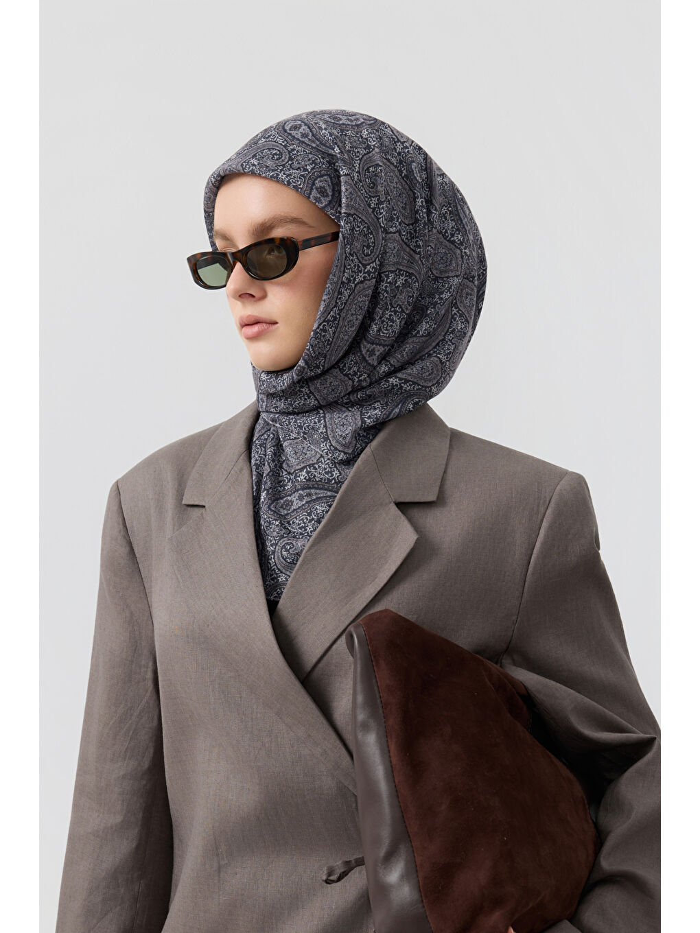 Gri Pamuk Eşarp Timeless Gümüş-1