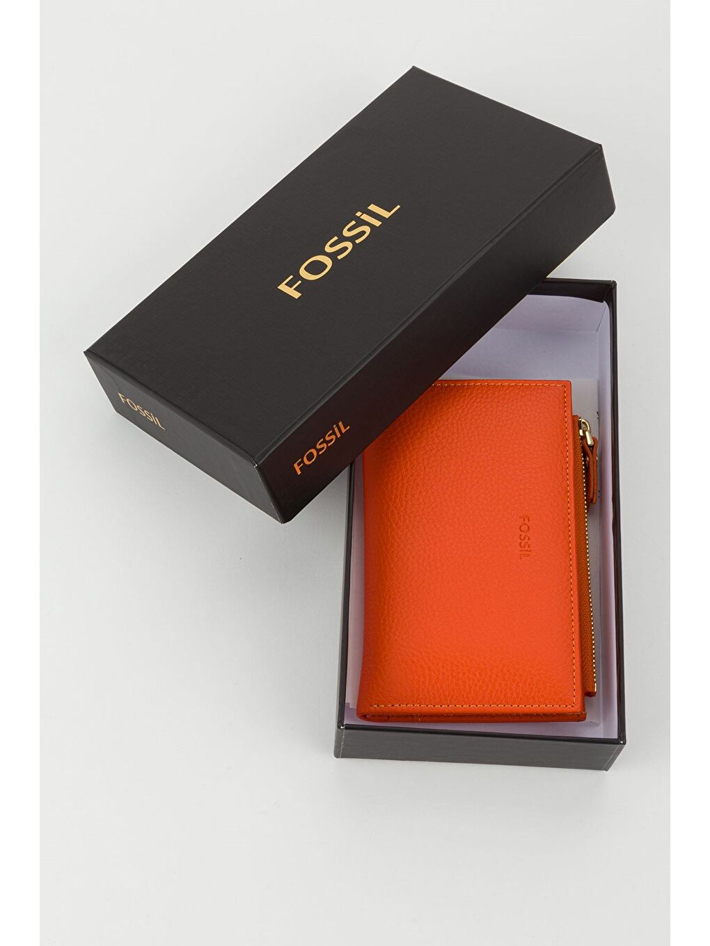 Turuncu Kutulu Hakiki Deri Mürdüm Orta Boy Kadın El Portföyü Kartlık Cüzdan-6