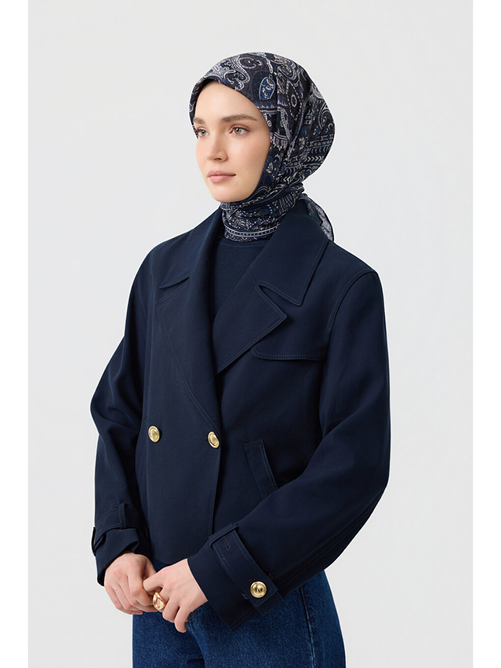 Pamuk Eşarp Tale Lacivert-2