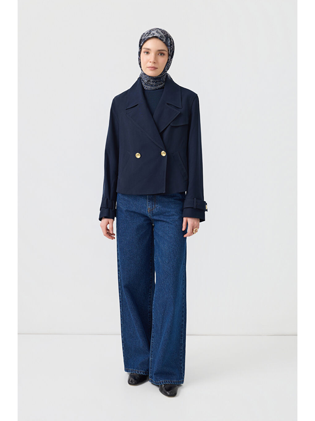 Pamuk Eşarp Tale Lacivert-3