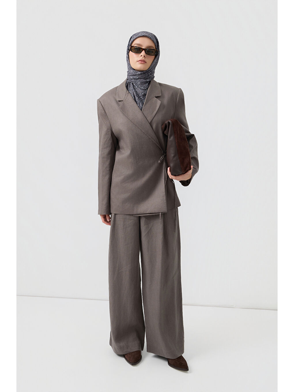 Gri Pamuk Eşarp Timeless Gümüş-3